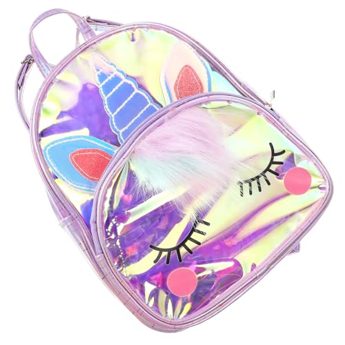 CONGARTENO Mochila Unicornio Capacidad para Niñas Mochila Escolar Transparente Correas Ajustables Compartimentos Separados Poliéster Violeta Adecuada para Viajes Excursiones Compras