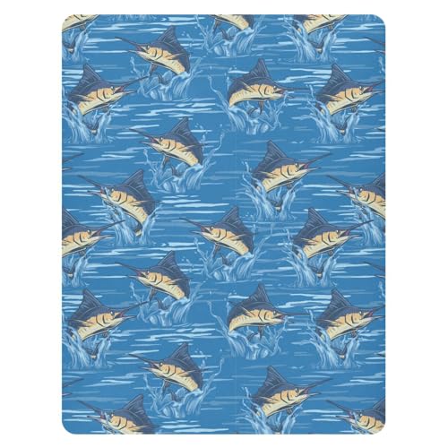 Pfrewn Atlantic Blue Marlin Fitted Crib Sheet 52x28x9in