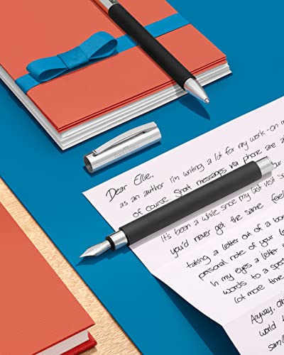 Faber-Castell Ambition 148140 Fountain Pen High-Grade Resin Nib Size M Barrel Colour Black/Silver #TOP4