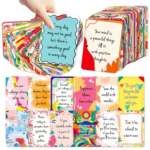 RAORAOYUE 50 Pcs Motivational Cards, 2.52 * 3.5 inch Inspirational Positive Affirmations Cards for Employees Coworkers, and Kids, Blank Back