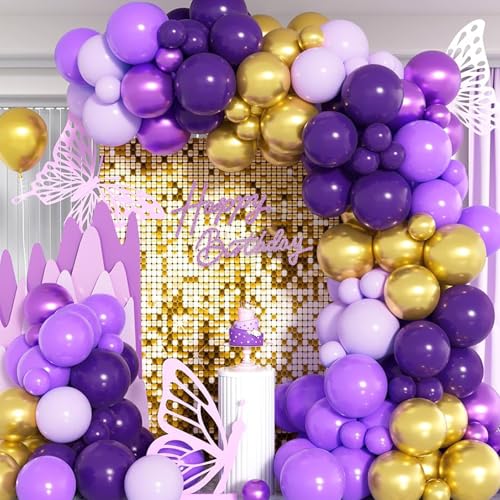 Image of TONIFUL Happy Birthday Sign for Backdrop - Glitter Purple Felt Banner - Includes Dot Glue - Perfect for Birthday Party Backdrop,Wall Decor,Balloon Arch,Photo Background