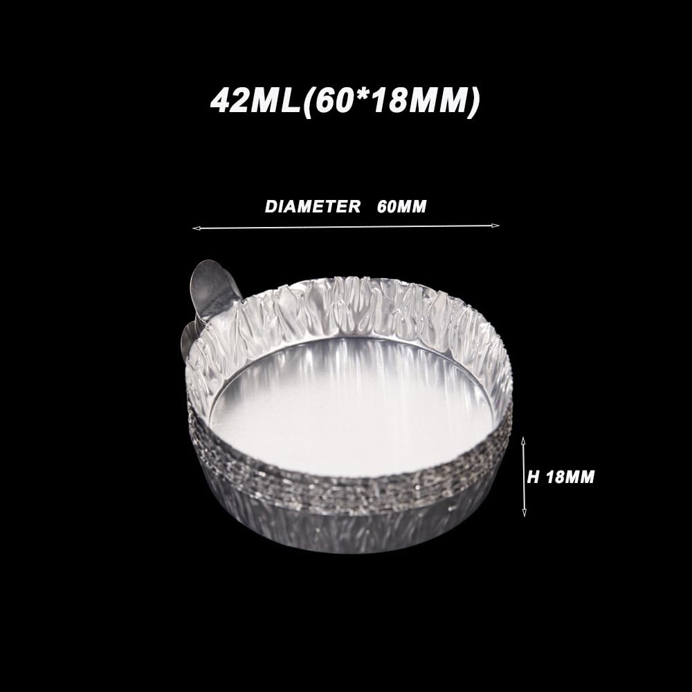Aluminum Sample Pan for Moisture Analyzers - 60x18mm(2.36x0.7 inches) Disposable Aluminum Foil Weighing Dish Aluminum Weigh Boat for Laboratory Moisture Balances, Pack of 100 (42ml)