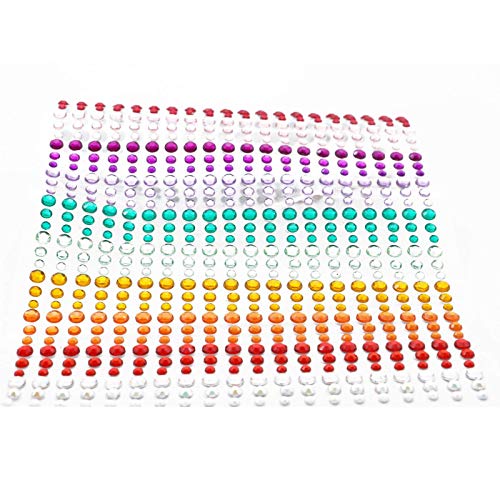 Self-Adhesive Rhinestone Stickers,15 Colors 900Pcs,Diy Face Gems Body Stickers Nail Makeup 3Mm 4Mm 5Mm Festival Carnival Embellishments For Crafts #TOP4