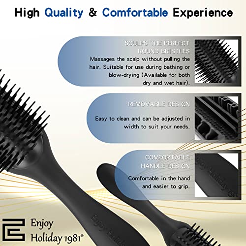 Hair Brush For Curly Hair (Black) 9 Row 5 Row Classic Styling Brushes For Women Men Bristle For Natural Thick Hair Detangling, Separating, Shaping And Defining Curls Travel Mini Hairbrush #TOP2