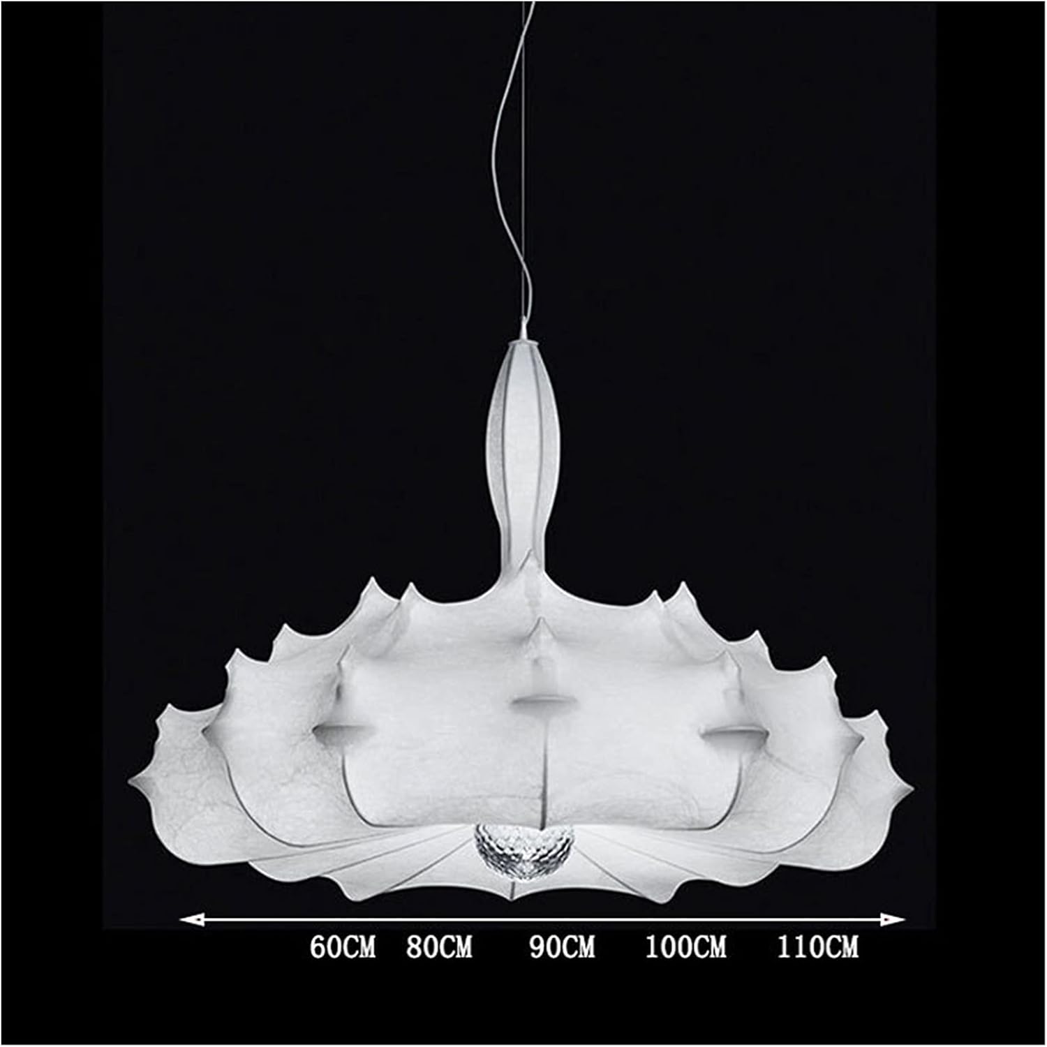 Chandelier Silk Chandelier Atmosphere Courtyard Exhibition Hall Living Room Dining Room Art Airship Light Cloth Art Chandelier (Body Colour: Fabric Chandelier Size: Diameter 60 cm) (Fabric Chandelie)