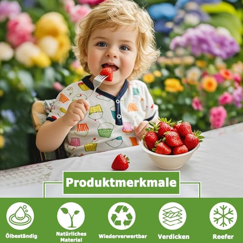 Kozdtiz Einweg Suppenschalen, 50 Stück Einwegschüsseln aus Zuckerrohr, 260 ml Biologisch Abbaubar und Kompostierbar für Party Haushalt Picknick Weiß