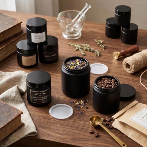 Image of Norme 48 Pcs 4 oz Glass Jars with Lids Cosmetic Jars, Frosted Black