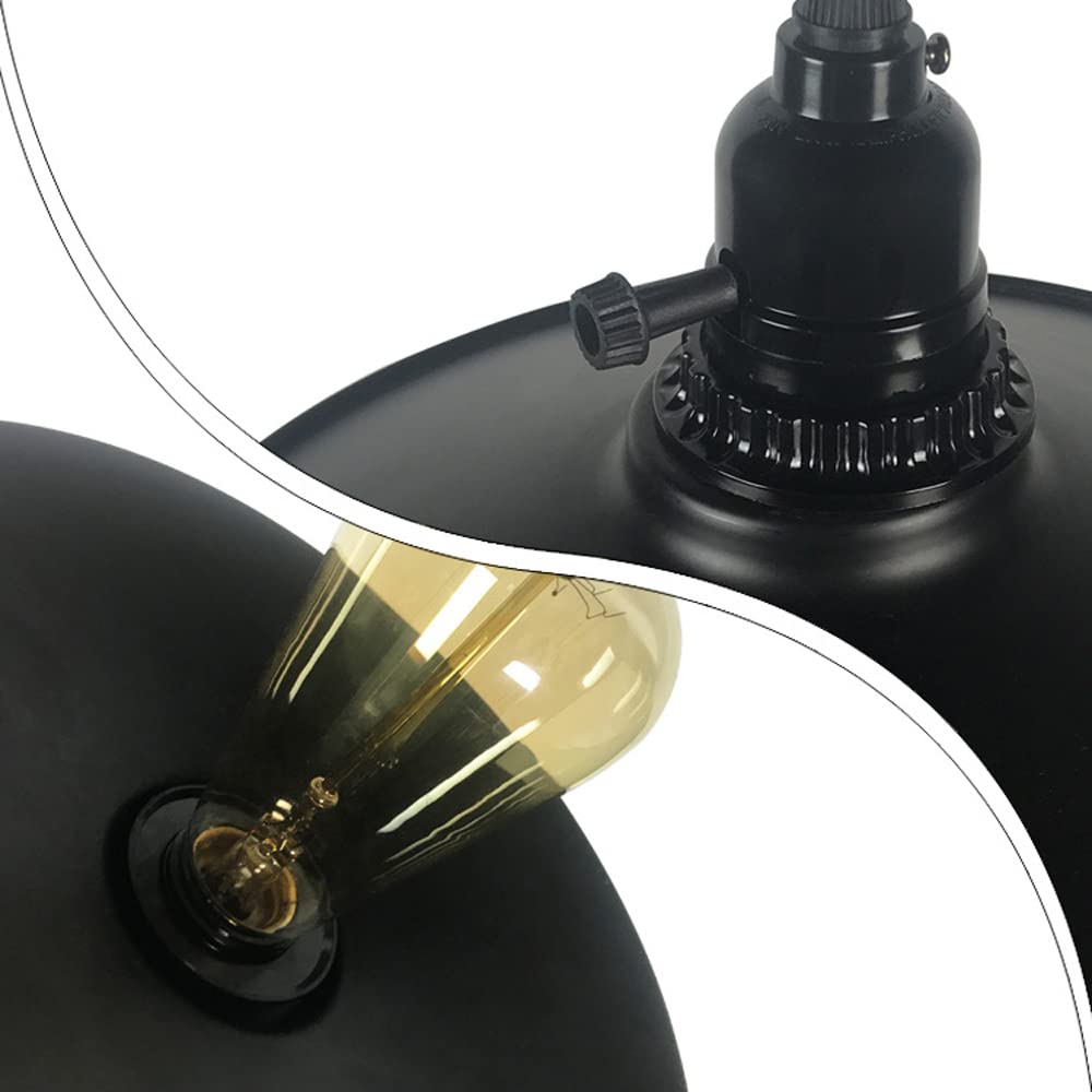 Lampa wisząca z wtyczką przemysłową, zestaw lamp wiszących w stylu vintage, czarna lampa wisząca z wtyczką do domu, wtykane metalowe abażury Wiszące oprawy oświetleniowe z 70-calowym