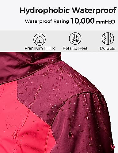 Jaqueta de esqui impermeável 3 em 1 da Wantdo para meninas, jaqueta de lã quente à prova de vento, R