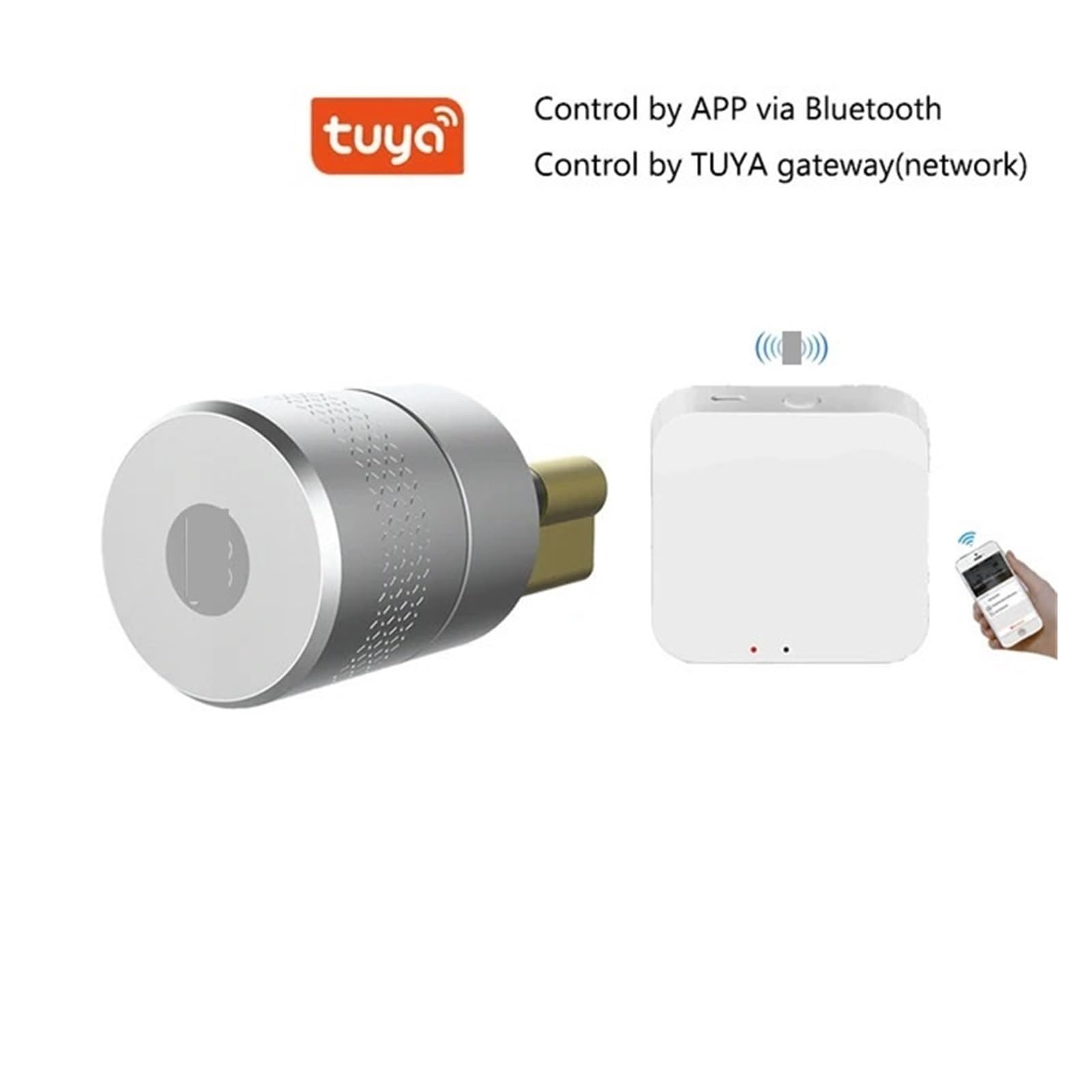 Inteligentny zamek do drzwi, Intelintny Zamek Do Drzwi Mocniejszy Silnik TUYA Smart Lock Blokada Linii Papilarnych Zamek Elektroniczny Użyj Oryginalnego Cylindra do domu, sypialni, hotelu, biura, apar