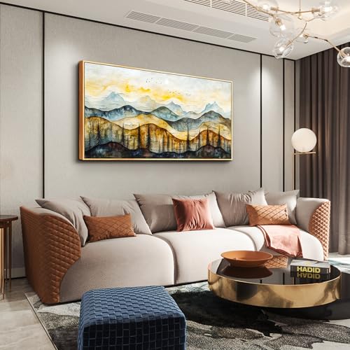 ERQINHUA Large Canvas Wall Art For Living Room Wall Decor For Farmhouse Bedroom Office Wall Decorations Prints Pictures Abstract Mountain Landscape Painting Wood Frame Home Decor Aesthetics 24"X48"