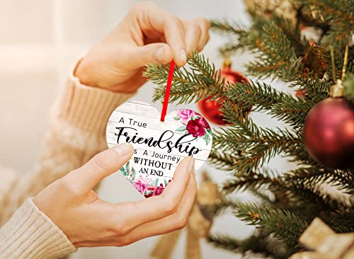 Facraft 2022 Christmas Ornaments 3" Friends Ornament For Christmas Tree Decorations A True Friendship Is A Journey Without An End Christmas Keepsake Gifts For Friends Sisters Women #TOP4