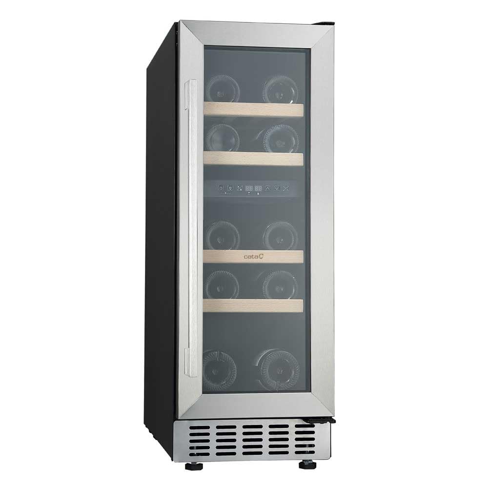 Cata Vinoteca VI 30117X, No Frost de Encastre, Capacidad 17 Botellas, Ancho 15 cm, Control Electrónico, Panel Touch, LED, Puerta Reversible, Gran Potencia 80W, Color Gris Inoxidable