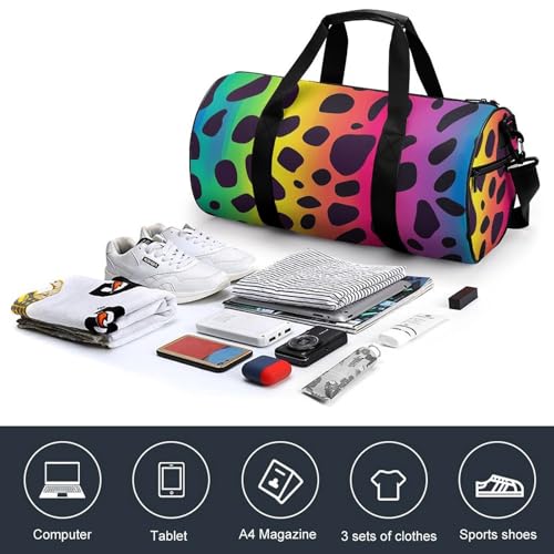 Rainbow Leopard Print Sports Gym Bag Travel Duffel Workout Bag with Adjustable Strap4