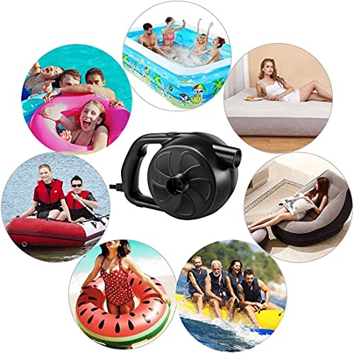 Buymax Electric Air Pump High Power Air Pump Inflator & Deflator Valve With 5 Nozzles For Air Mattress, Swimming Rings, Airbeds, Rafts, Inflatable Sofas & Inflatable Pools Etc (300W Black) #TOP4