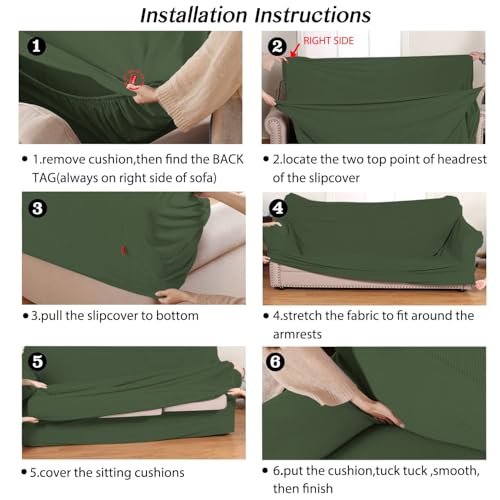 Image of Turquoize 2 Piece Chair Covers Chair Slipcovers for Living Room Small Armchair Chair Cover with Arms Washable Furniture Cover for Chairs Feature Thick Jacquard Fabric (Small Armchair, Bronze Green)