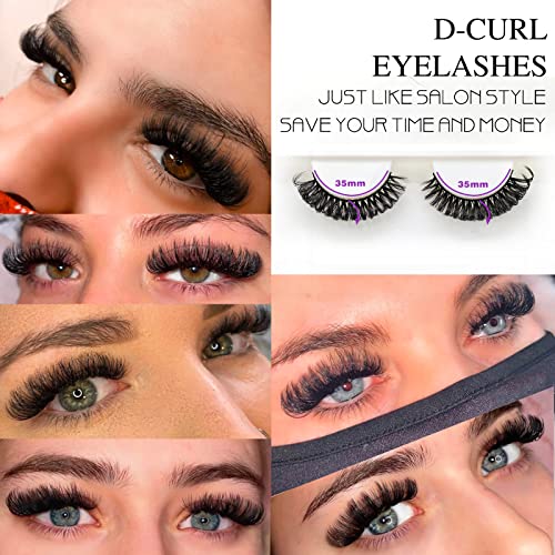 10 Pairs 3D Russian D Curl Lashes 15mm Wispy False Lashes Mink Look Extensions