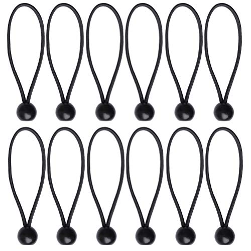 Nuoshen 12 Pcs Black Tarpaulin Bungees Balls for Banner, Tarp, Pavilions, Tents, Bungee Hooks, Holder, Flag Poles