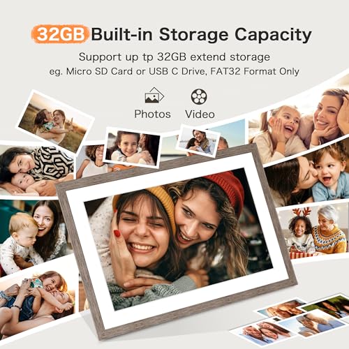 Frameo 10.1 Inch Digital Picture Frame, Digital Photo Frame WiFi, 32GB Memory, Electric Slideshow Frame, 1280 * 800 HD Touch Screen, Wall Mountable, Share Instantly, Mom Gifts, Greige by Pastigio - Image 4