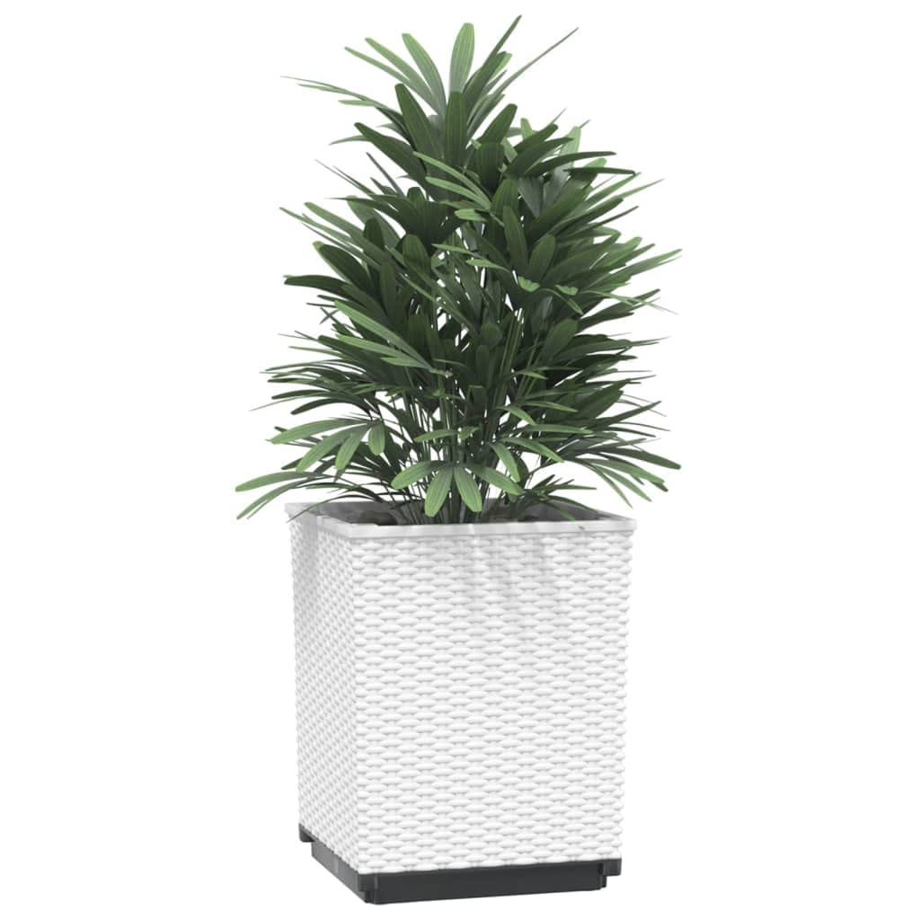 Pflanzkübel Set 2 Stück Weiß 30 x 30 x 37 cm aus Polypropylen für Balkon, Terrasse, Garten, Indoor und Outdoor, für Kräuter, Gemüse, Blumen, Deko und Fensterbank