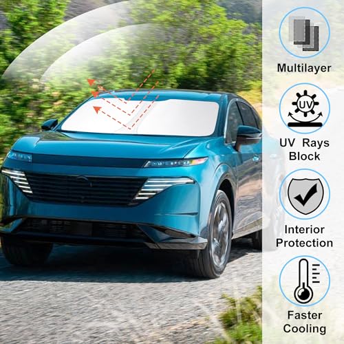 Image of Windshield Sun Shade Custom Fit for 2025 2026 Nissan Murano Accessories Foldable Sunshade Sun Blocker Front Sun Visor Protector Protect Car from Sun Rays & Heat Damage Keep Car Cooler
