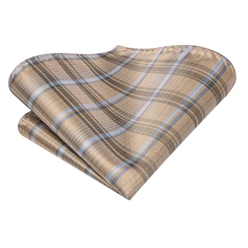 Image of Hi-Tie 70 inches Ties for Men Silk Extra Long Necktie and Pocket Square Cufflinks Set Men Big and Tall Tie Business