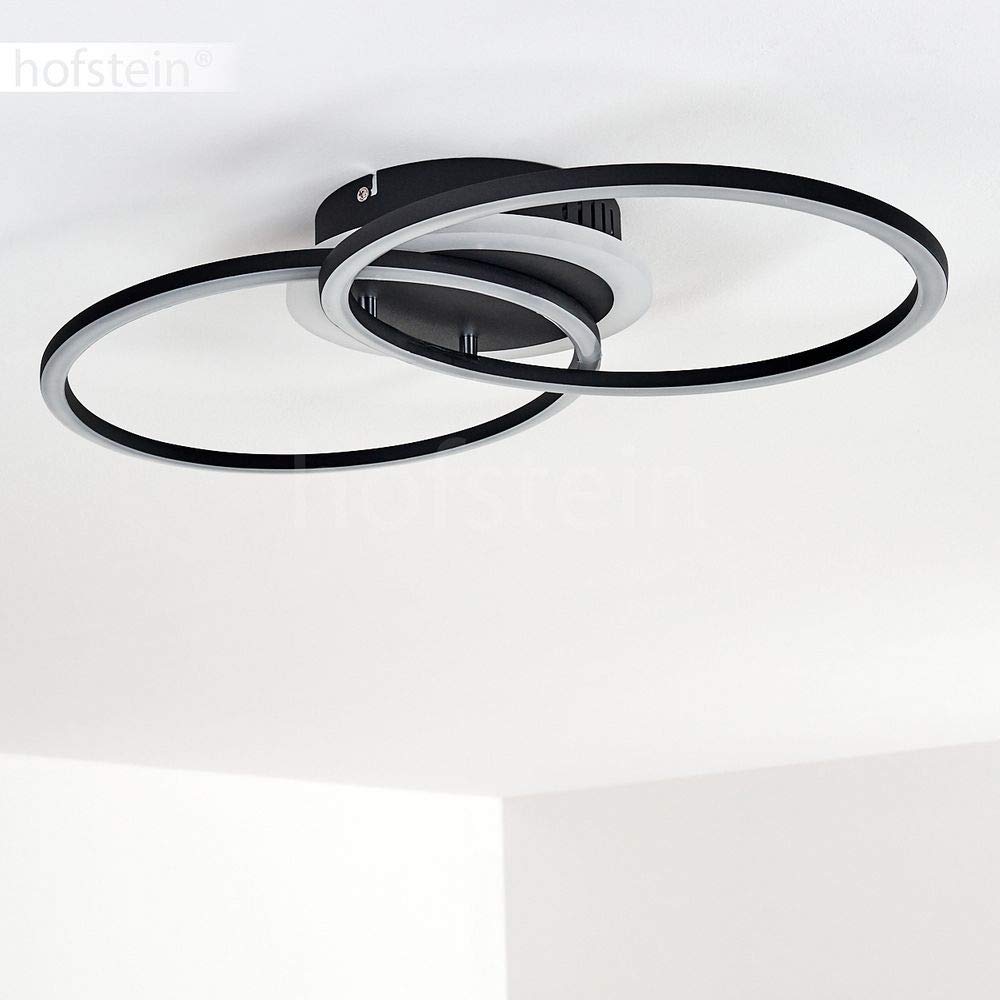 HOFSTEIN LED Deckenleuchte Lithgow, dimmbare Deckenlampe aus Metall in Schwarz-matt, moderne Leuchte dimmbar über Lichtschalter, 25 Watt, max. 2600 Lumen, 3000 Kelvin, Wohnzimmer, Küche, Esszimmer
