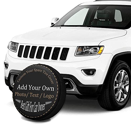 Image of Personalized Custom Spare Tire Covers Add Your Own Text Image Name Waterproof Dust-Proof Universal Wheel Tire Protectors Fits Tire for Trailer RV SUV and Many Vehicle 14in