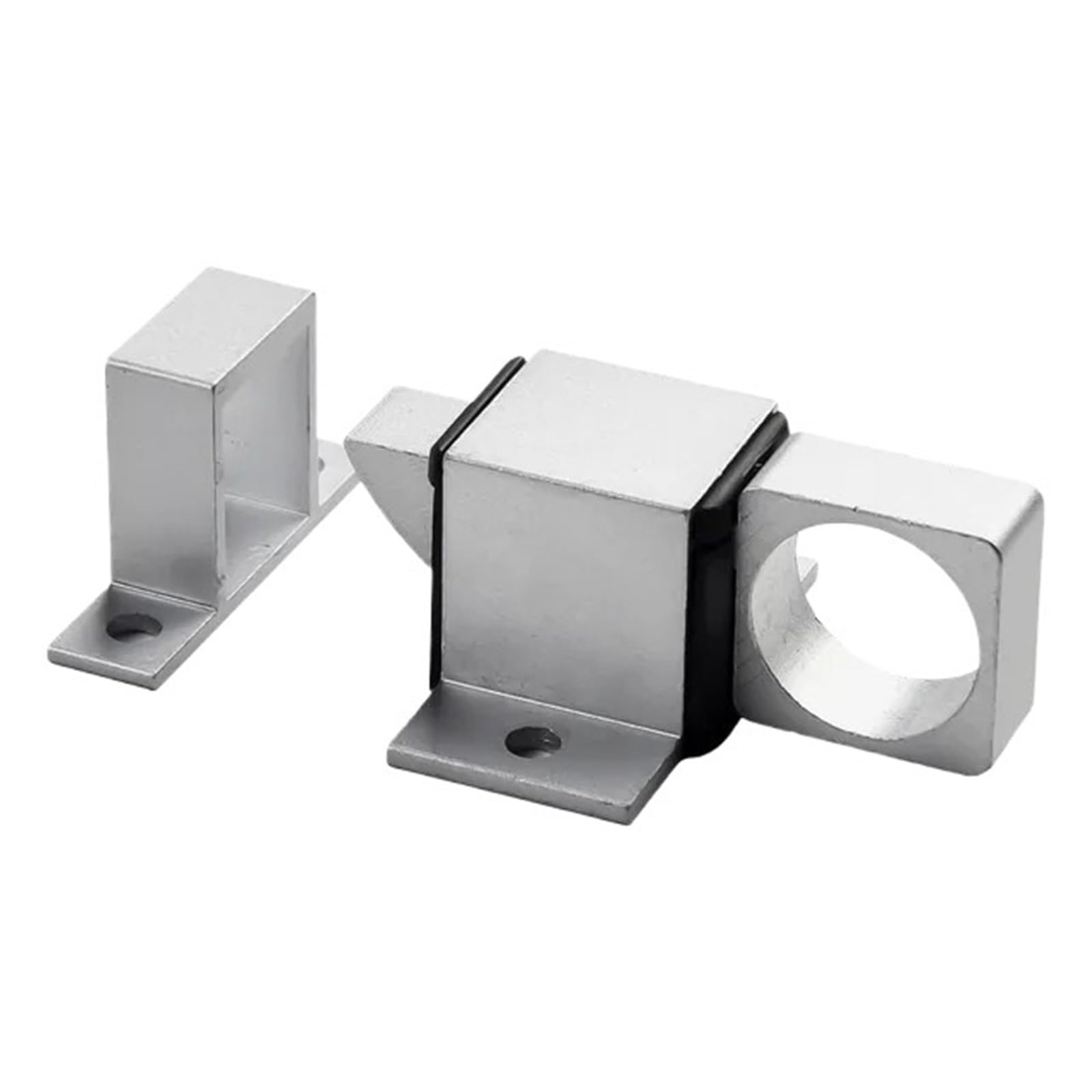 Gate Bolt Door Bolt Latch Automatic Spring Bounce Lock Window Gate Security Pull Ring Aluminum-Alloy Anti-Theft Self Closing(Grey)