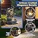 LETATA Outdoor Cascading Bird Water Fountain, 5-Tier Floor Natural Looking Rock Fountains with LED Pump Birds Decor, Freestanding Resin Fountain and Cascading Water Feature for Patio Garden, Grey