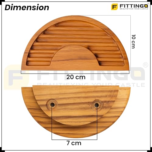 Image of Crescent Groove Half Moon Teak Wood Handle /Main Door Handle /Pull Push Handle for Door /Wardrobe Handle /Complete Set of 1 (Left & Right) 8 * 4 Inch-| 3 Years Warranty |