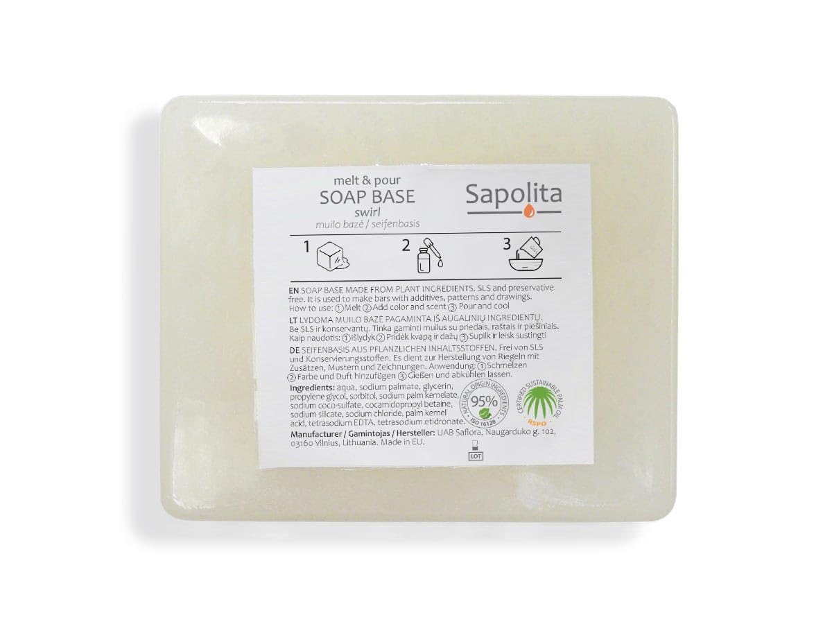 10 kg Swirl base per sapone alla glicerina, sapone grezzo, semi trasparente (senza SLS)