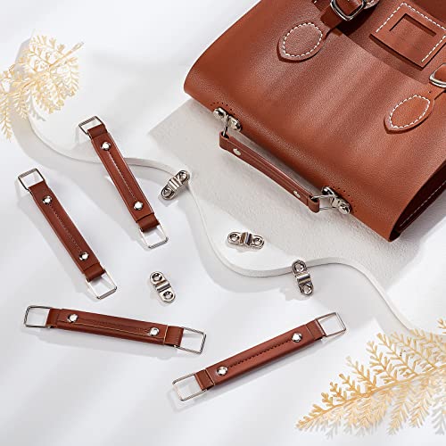 Image of WADORN 6 Pack Leather Luggage Part Handle, 5.7 Inch Luggage Handle Pull Repair Replacement Luggage Case Handle Grip for Suitcase Password Box Spare Carry Strap Short Briefcase Handle, Brown
