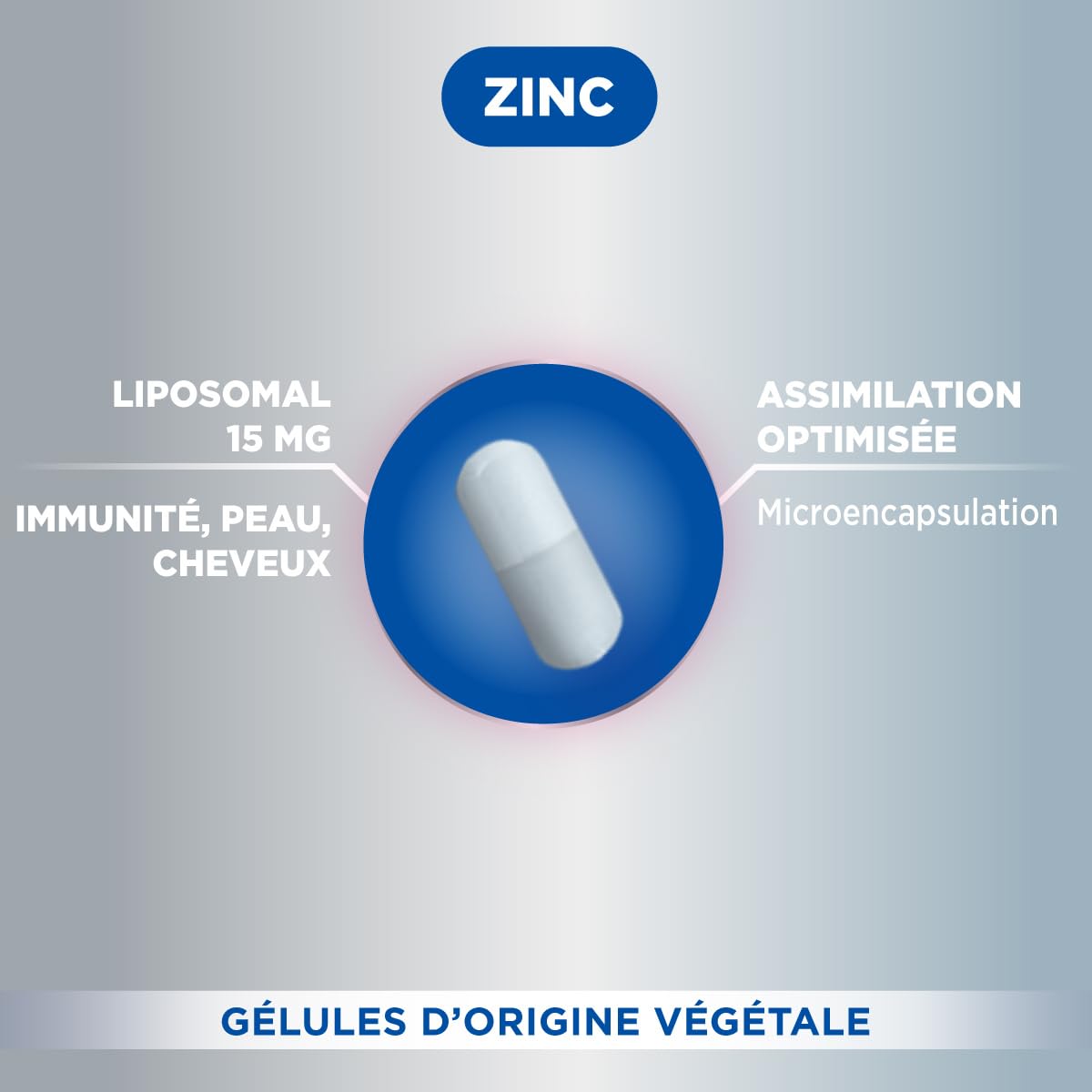 Forté Pharma – Zinc 15mg Liposomal - Complement alimentaire cheveux, defense immuniaite, beauté & ongles - Dosage maximal 150% des VNR*, Assimilation renforcée - 60 gélules, 1/jour