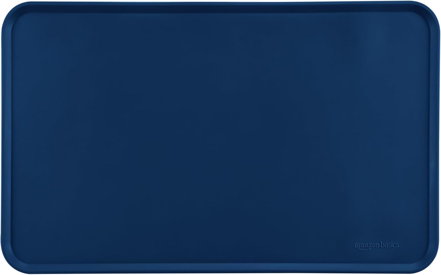 Amazon Basics Waterproof Non-Slip Silicone Pet Feeding Mat with Raised Edges, Prevents Spills, Easy to Clean, Protects Floors for Cat & Dog Food and Water Bowls, 18.5 x 11.5 Inches, Blue