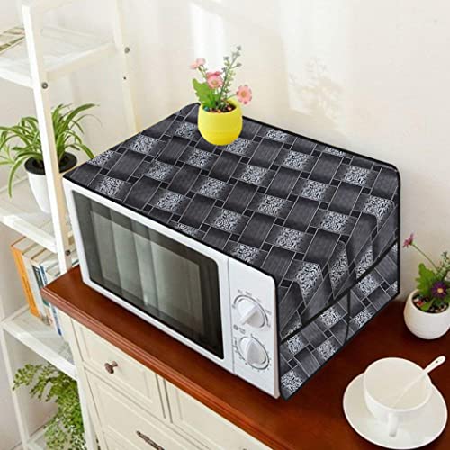 Image of Wings Star Oven Top Cover for LG 21 Litre Convection Microwave Oven MC2146BL Black - Microwave Top Cover with 4 Utility Pockets and 1 Oven Handle Cover KUM42