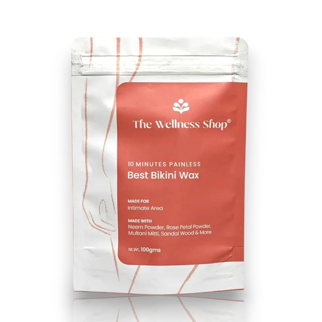 The Wellness Shop - Bikini Wax Powder 10 Minutes Herbal Hair Removal Wax Easy to use at home, No chemicals - No Irritation, No Skin rashes for Women and Girls (100g) (Bikini Wax)