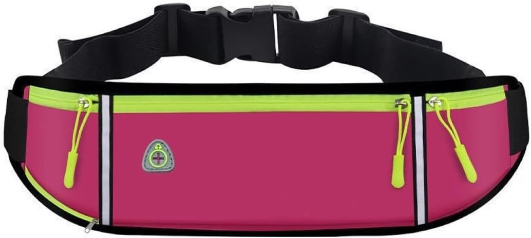 Running Belt Running waist belt Fanny Pack for Women Men Waterproof running belts for women with water bottle pocket for workout bag Hiking Riding Fitness Travel Adjustable Phone Holder Accessories (Rose Red)