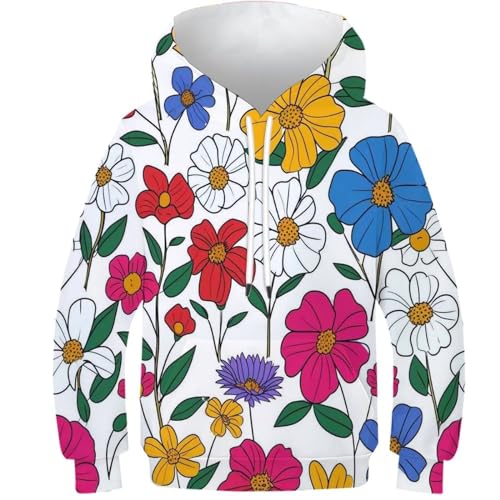 Sweat fleurs colorées idée cadeau originale sweat-shirt à capuche 3D famille