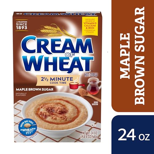 Image of Cream of Wheat Hot Cereal, Maple Brown Sugar, 2 1 /2 Minute Cook Time, 24 Ounce (Pack of 12)