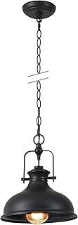 GZBtech Industrial Dome Pendant Light, 1-Light Metal Chain Adjustable Fa...
