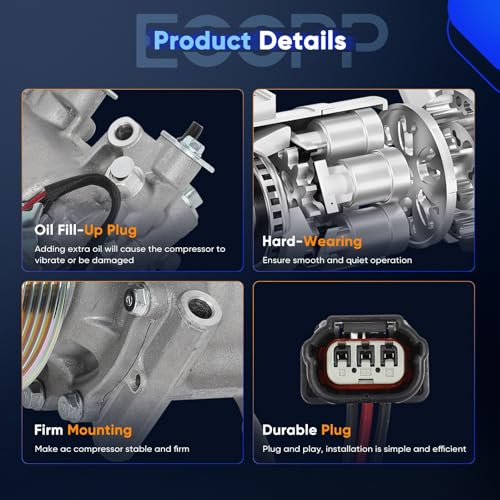 Image of ECCPP A /C Compressor with Clutch 2010-2014 for Honda Insight 1.3L 2011-2016 for Honda CR-Z 1.5L AC Compressor