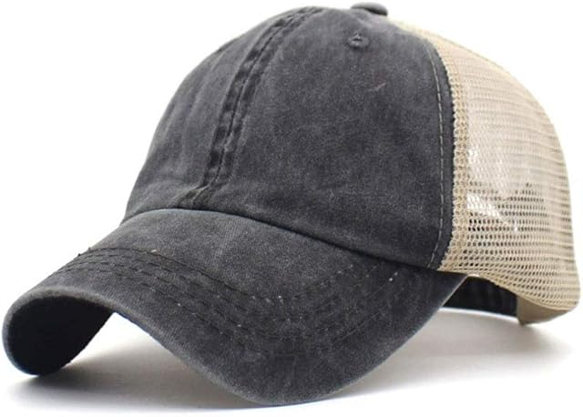 CheChury Half Mesh Baseball Cap Unisex Vintage Trucker Caps Snapback Breathable Sun Cap Casual Hip Hop Rustic Hats,Outdoor Sports