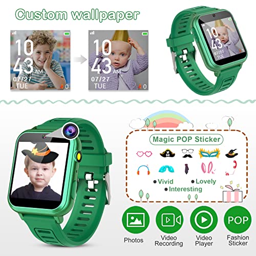 Smart Watch For Kids, Toddler Watch Toys With 24 Puzzle Games Camera Video Recorder Music Alarm Calculator Calendar Flashlight Pedometer Birthday Gift Toys For 3-12 Year Old Boys And Girls (Green) #TOP4