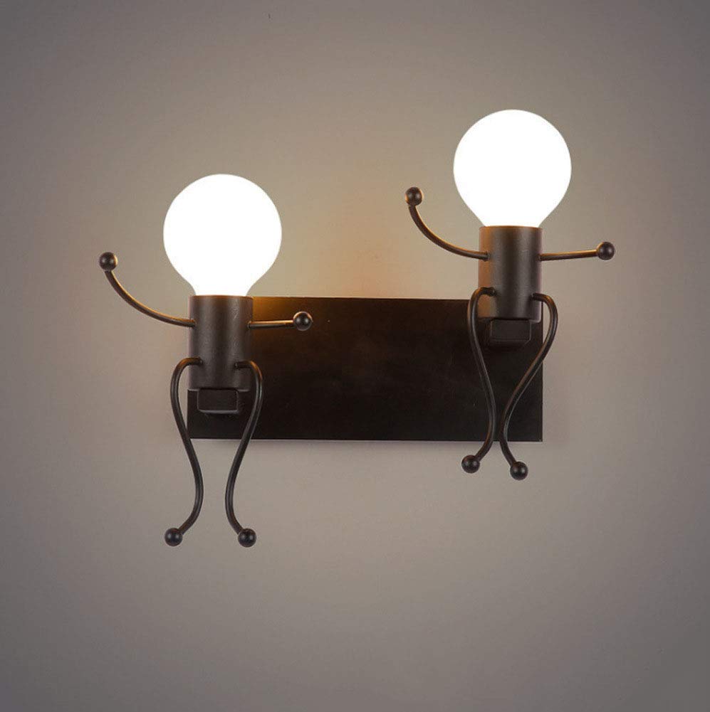 Lámpara de pared de hierro doble para iluminar pasillos oscuros y salones