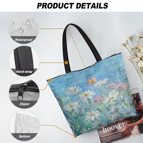 Image of Art Lover Zippered Tote Bag Waterproof Large Work Tote Bags, Artwork Women's Purse Handbags Travel Totes