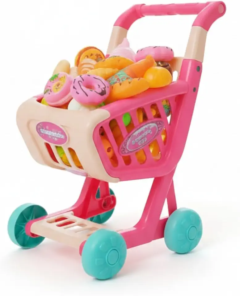 Carrinho de Compras Infantil com Acessórios (Rosa)