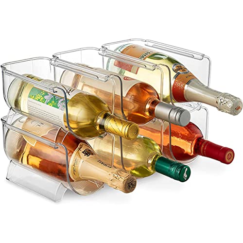 LIUXDIV Wine Rack Countertop, Stackable Water Bottle Storage Rack, Frigerator Organizing Set, Plastic Wine Holder, Refrigerator Organizer Bins, Water Bottle Organizer for Cabinet (6 Bottle)