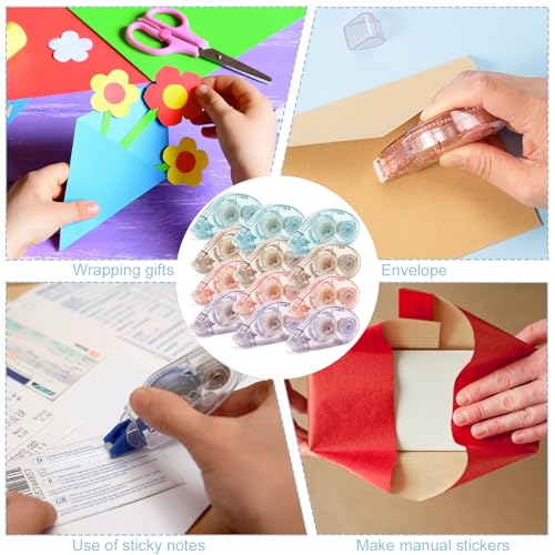 Image of 12 Pack Double Sided Tape Roller, Scrapbook Supplies, Glue Tape | Crafts, Scrapbooking, School Office Journaling Supplies (0.31 in X 26.25 ft)