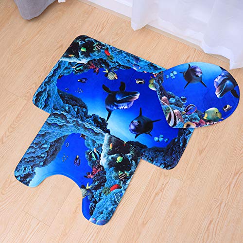 OUNONA 3-teiliges Badvorleger-Set, rutschfest, Badteppich, WC-Deckelbezug, weicher WC-Vorleger – Bild 4